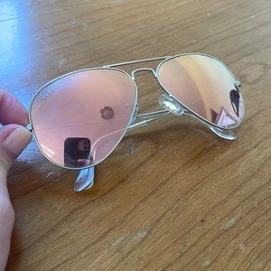 Pink RayBan Aviator sunglasses with case